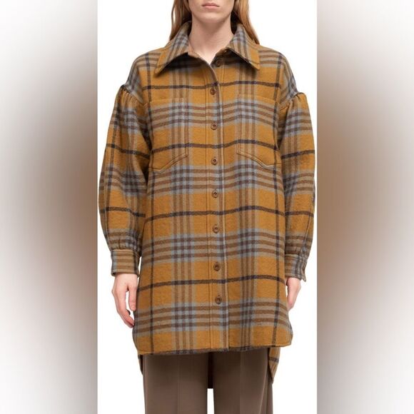 SSENSE Sea New York Adela plaid wool & cotton oversized  jacket x-large shacket - Picture 1 of 12